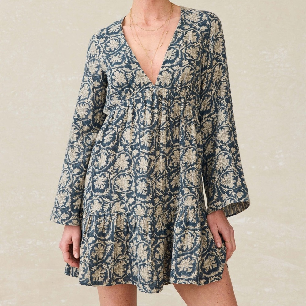 Faherty dune oceana cotton dress in tranquil tides colorway, size small